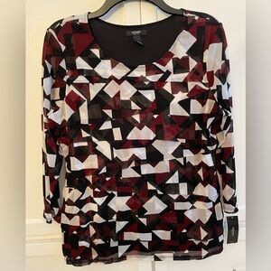Alfani Women's Abstract Pattern Blouse - Black, Red, White SizePL Fully line NWT
